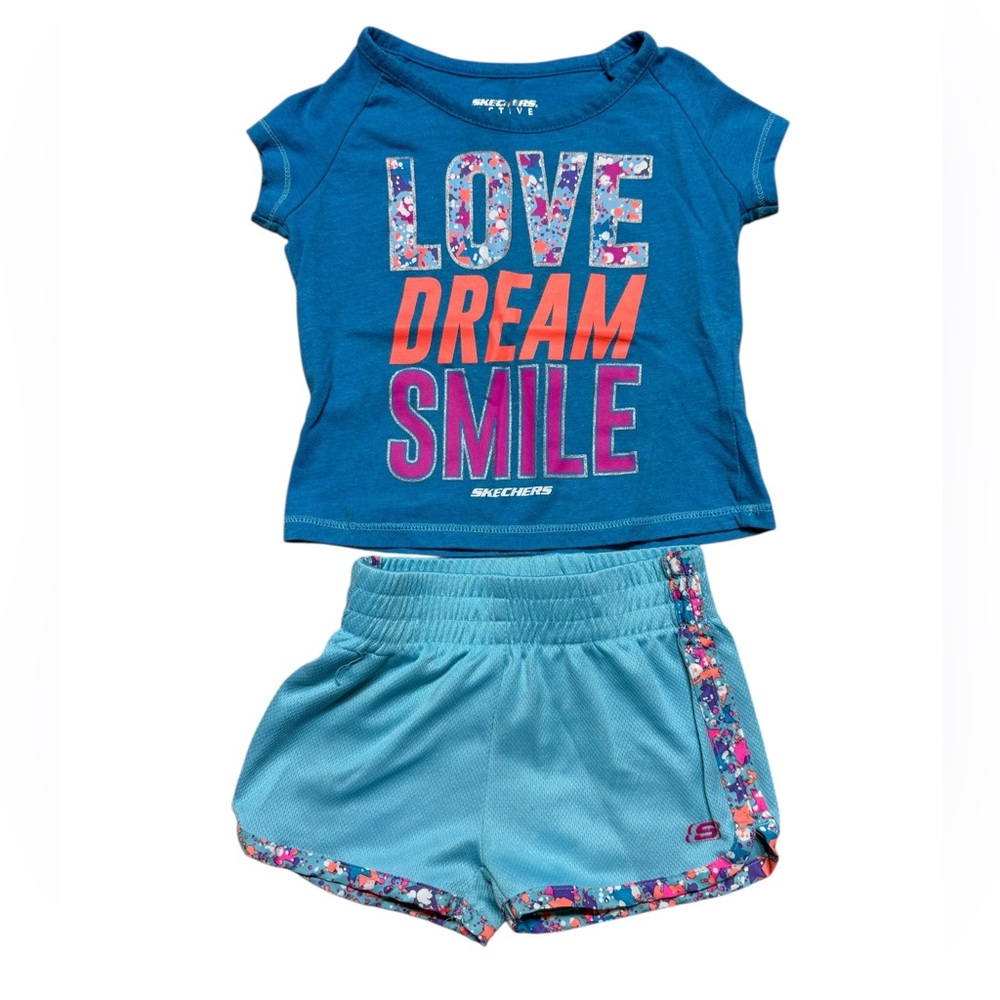 Skechers | Teal Toddler Baby Girl Top and Shorts Set | 18M
